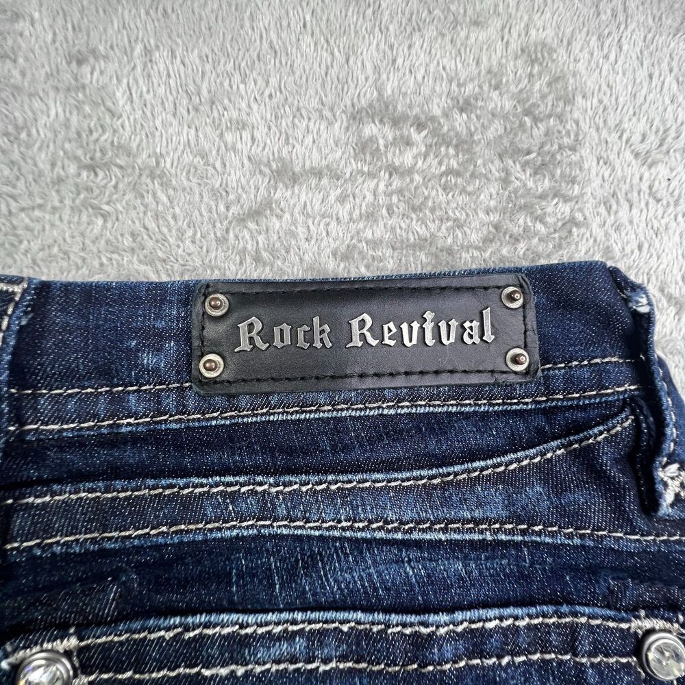 Rock Revival Sasha Jeans Womens 32 Blue Denim Stretch Curvy Fit Bootcut Leg - Picture 3 of 9